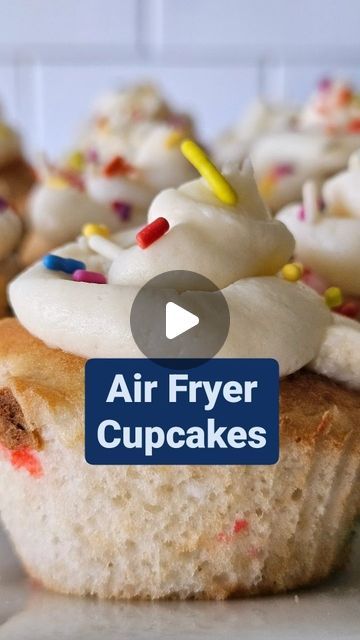 Cathy Yoder | Empowered Cooks on Instagram: "MYTH: You can't bake in the air fryer Actually, air fryer cupcakes are so easy. 1. Make your favorite cupcake mix recipe. 2. Air fry at 330°F/165°C for 10 minutes. 3. Let the cupcakes cool, then top with your favorite frosting. Here are a 3 PRO TIPS: 1️⃣ Use silicone muffin liners. And make sure to oil the bottoms so the cupcakes remove easily. 2️⃣ If your air fryer has a bake setting, use it! 3️⃣ Cupcakes are done cooking when they reach an internal temperature around 205°F/96°C 👉 Want more air frying tips? Comment TIPS, and I'll send you my top 18 air fryer tips. #AirFry #AirFryer #AirFryerTips #AirFryerBaking #AirFryerCupcakes #EasyAirFryerRecipes ##AirFryerRecipes" Cupcake Mix Recipe, Air Fryer Cupcakes, Air Fryer Muffins, Bake In The Air Fryer, Air Fryer Tips, Cupcake Mix, Muffin Liners, Air Frying, Air Fry