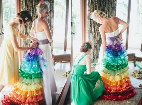 Rainbow Bridesmaids, Rainbow Wedding Theme, Rainbow Wedding Dress, Say Yes To The Dress, Boda Mexicana, Lgbt Wedding, Rainbow Wedding, Lgbtq Wedding, Lesbian Wedding