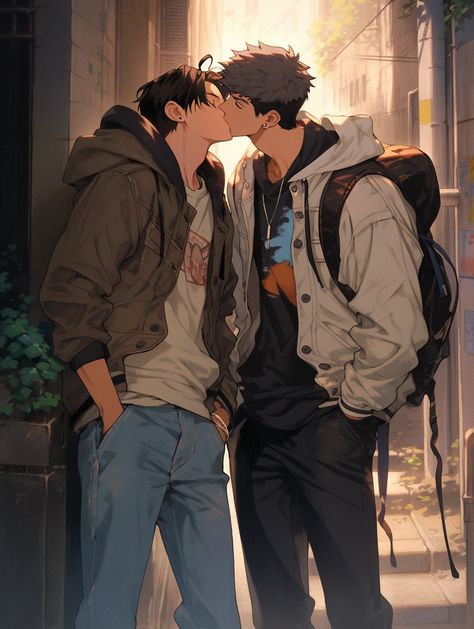 Artist: @himukai_an Dreamy Artwork, Gay Aesthetic, Dream Artwork, Anime People, Manga Cute, Manga Boy, Cool Animations, Gay Art, Gay Love