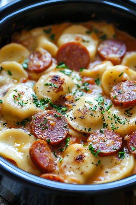 Sausage Perogies Crock Pot, Pierogi And Kielbasa Crockpot, Sausage And Perogies Crock Pot, Crockpot Perogie And Sausage, Smoked Perogies, Perogies And Sausage Crockpot, Sausage And Pierogies Crockpot, What Goes With Pierogies, Pirogies Recipes Polish