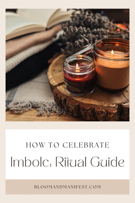 Candles burning with lavender for how to celebrate Imbolc ritual guide Imbolc Ritual Ideas, Imbolc Altar In A Jar, Imbolc Dinner Recipes, How To Celebrate Imbolc, Imbolc Rituals, Imbolc Recipes, Imbolc Traditions, Celebrate Imbolc, Wicca Holidays