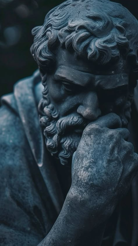 Stoicism, Motivation, stoic statues, dark stoic background, philosopher epicteto Stoicism Statue, Aesthetic Philosophy Art, Stoic Man Aesthetic, Philosophical Wallpaper, Philosophy Statue, Philosophy Background, Stoic Statue, Philosopher Aesthetic, Stoicism Aesthetic