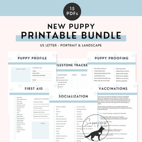 BUNDLE: Blue Puppy Printable Bundle Printable Pet Workbook - Etsy Cameroon Puppy Checklist, Web Advertising, Puppy Proofing, Pink Puppy, Planner Bundle, Personalized Books, Display Cards, Instant Download Printable, New Puppy