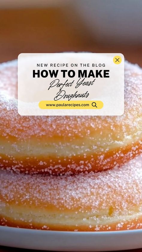 These homemade yeast doughnuts are fluffy perfection with just the right amount of sweetness. Enjoy them fresh out of the fryer or as an afternoon pick-me-up! 🍩🔥 #FreshDoughnuts #CrispyPerfection #SoftAndFluffy #DoughnutLovers #BakingMagic #MorningTreat #MadeFromScratch #SweetnessOverload #HomemadeDelight #DoughnutDreams Homemade Yeast Donuts Recipe, Easy Homemade Donuts Recipe, Yeast Doughnut Recipe, Yeast Doughnuts, Homemade Yeast, Homemade Peanut Butter Cookies, Doughnuts Recipe, Yeast Donuts, Fluffy Light