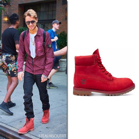 Red Timberland Boots, Red Boots Outfit, Red Timberlands, Red Boots, Danner Mountain Light Boot, Liam Payne, Boots Outfit, Celebrities Male, Timberland Boots