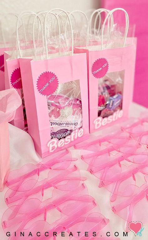 Barbie party ideas, Barbie goodie bag Barbie Galentines, Diy Barbie Party, Barbie Theme Birthday Party, Barbie Party Ideas, Barbie Birthday Party Ideas, Barbie Pool, Barbie Decorations, Barbie Pool Party, Barbie Party Decorations