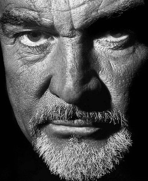 Guerriero Samurai, Famous Portraits, Older Man, Scottish Actors, Lower Lip, Sean Connery, Celebrity Portraits, Colorful Portrait, Black And White Portraits