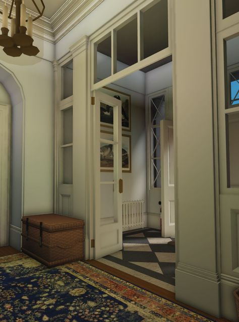 Bloxburg Builds Interior, Bloxburg Cafe Apartment, Roblox Bloxburg Castle, Bloxburg Vintage House Ideas, Door Ideas Bloxburg, Bloxburg Townhouse Interior, Entry Way Bloxburg Ideas, Vintage Bloxburg House Exterior, Bloxburg Doorway Ideas