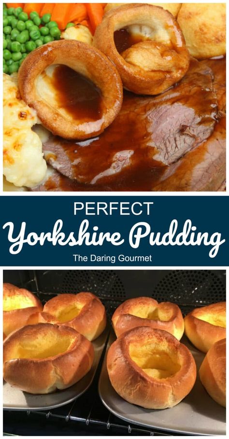 British Meals, Bread Sides, Daring Gourmet, Yorkshire Pudding Recipe, British Foods, English Recipes, Popover Recipe, Yorkshire Pudding Recipes, Yorkshire Puddings