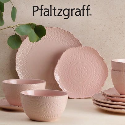 Pfaltzgraff - New collections, just in time for Spring! 🌷... | Facebook Pink Dining Rooms, Pink Dinner Plates, Pink Dinnerware, French Country Christmas, Cream Mugs, Dining Room Accessories, Pink Backdrop, Regal Design, Pink Set