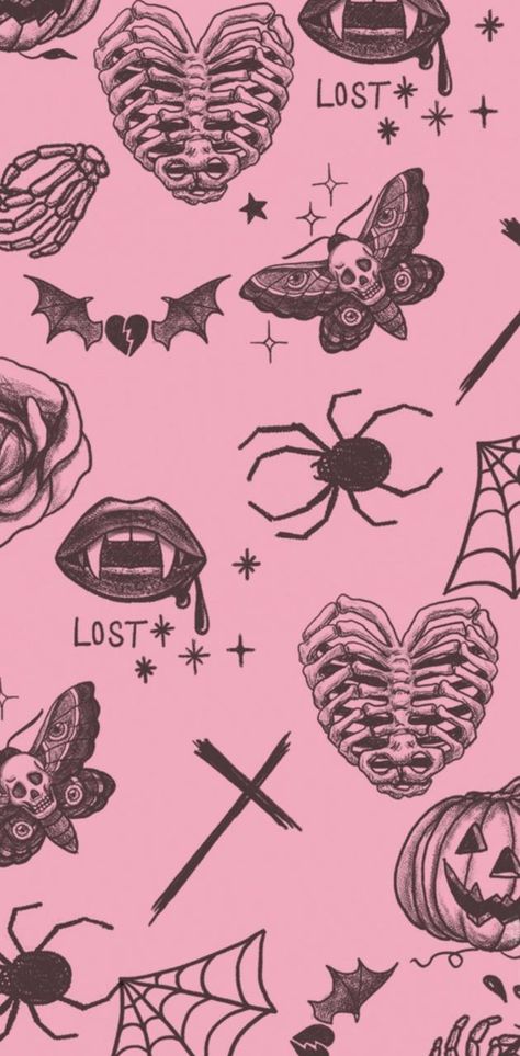 Goth Aesthetic Wallpaper, Pattern Aesthetic, Halloween Wallpaper Iphone Backgrounds, Pink Goth, Pink Grunge, Gothic Pattern, Halloween Wallpaper Cute, Goth Wallpaper, Gothic Wallpaper