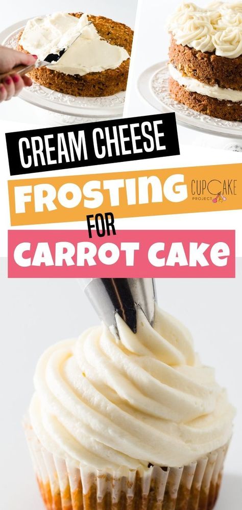 Carrot Cake Icing, Carrot Cake Frosting, Cream Cheese Frosting Easy, Cream Cheese Frosting Cake, Cheese Frosting Recipe, Carrot Cakes, Frosting Recipes Easy, Healthy Carrot Cakes, Cake Frosting Recipe