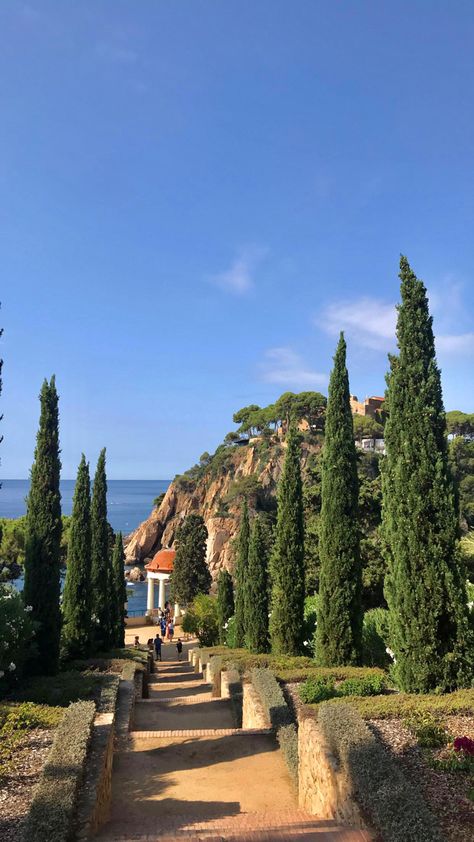 Spain España Botanic Gardens view scenery Spain Countryside House, Spain Mansion, Espana Aesthetic, Spain Countryside, Spain Girona, Spain Landscape, House In Spain, Spain Nature, Mansion Aesthetic