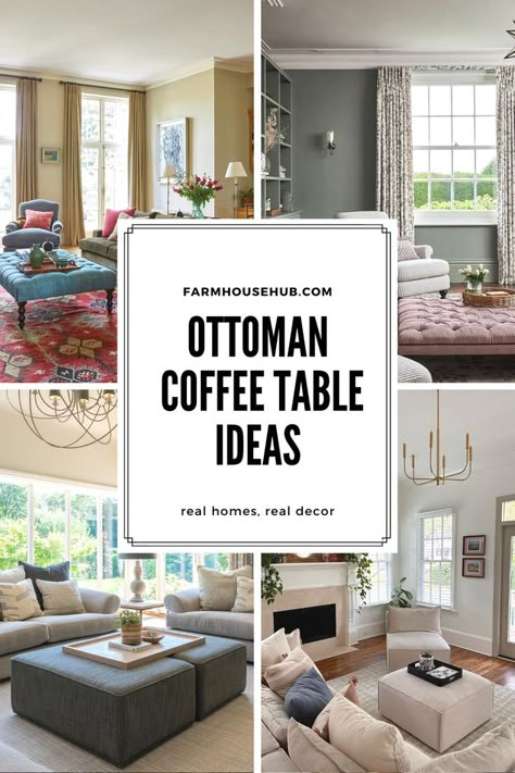 ottoman coffee tables How To Style A Leather Ottoman Coffee Table, Family Room Ottoman Coffee Table, Cloth Ottoman Coffee Tables, Using Poufs As Coffee Table, Interior Define Ottoman, Oversized Ottoman Decor, Sofa And Ottoman Ideas, 2 Ottomans As Coffee Table, Ottoman Trays Large