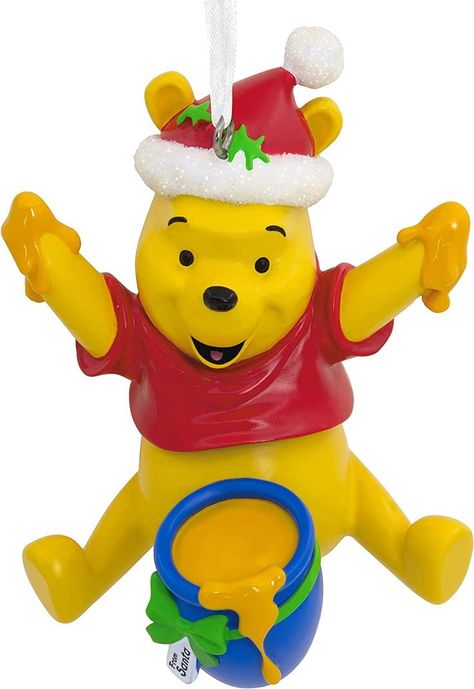 Sweeten the holidays with a little help from Winnie the Pooh! This fun Christmas ornament features Pooh Bear wearing a Santa hat and enjoying his honey pot gift. Great Christmas gift idea for fans of Disney's Winnie the Pooh. Resin ornament is ready to hang on your Christmas tree with a hanger attachment. Winnie The Pooh Christmas Tree, Pooh With Honey Pot, Winnie The Pooh With Honey, Pooh With Honey, Character Christmas Ornaments, Pop Culture Christmas, Pooh Christmas, Winnie The Pooh Honey, Potted Christmas Trees