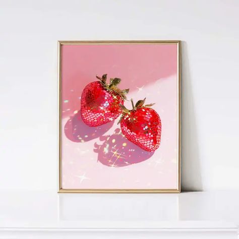 Art - Temu Glam Disco, Disco Art, Fruits Decoration, Art Disco, Poster Art Deco, Strawberry Art, Art Major, Valentines Art, College Apartment