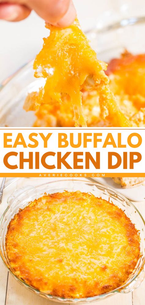 Buffalo wing sauce combined with two kinds of cheese, cream cheese, and chicken is serious comfort food. The dip is plenty cheesy, creamy, and there’s just enough kick from the wing sauce. It’s a fast, easy recipe that’ll be a guaranteed hit with everyone at your next event and is perfect for game day parties. You can assemble it up to two days in advance and keep it covered in the fridge before baking it off before your event. Cream Cheese And Chicken, Easy Buffalo Chicken Dip, Wing Dip, Chicken Wing Dip, Buffalo Chicken Dip Crock Pot, Buffalo Chicken Dip Easy, Easy Buffalo Chicken, Chicken Dip Recipe, Buffalo Chicken Dip Recipe