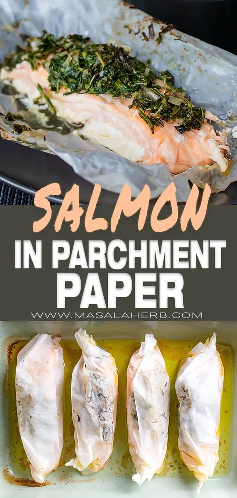 Salmon In Parchment Paper, Salmon In Parchment, Parchment Paper Recipes, Papillote Recipes, French Mediterranean, Mediterranean Recipe, Herb Salmon, Nutritious Dinner, Roast Fish