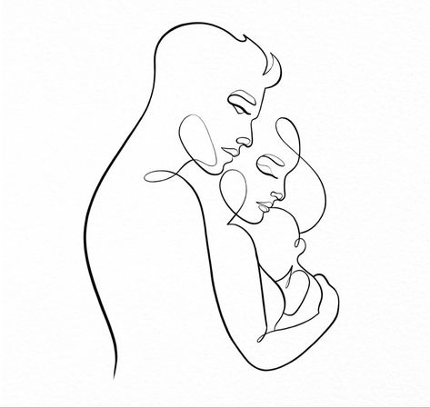 Mom And Child Tattoo, Child Tattoo Ideas, Mom And Baby Tattoo, Line Art Family, Mom Baby Tattoo, Mother And Baby Tattoo, Pregnancy Illustration, Tatuaje A Color, Dad Tattoos