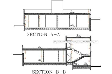 Download Free DWG file of construction house cross-section drawing shows RCC floor, slab, staircase, and wall section design with dimension detail. this is the one storey simple house cross-cut section drawing. Cross Section Drawing, Sectional Drawing, Side Elevation, Construction House, Three Story House, Architecture Drawing Presentation, Best Drawing Ideas, Architect Student, Section Drawing