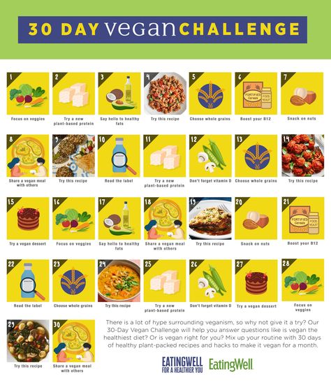 There is a lot of hype surrounding veganism, so why not give it a try? Our 30-Day Vegan Challenge will help you answer questions like is vegan the healthiest diet? Or is vegan right for you? Mix up your routine with 30 days of healthy plant-packed recipes and hacks to make it vegan for a month. #vegan #veganrecipes #veganfood #veganideas #vegancooking #vegetarian #healthyrecipes Vegan 30 Day Challenge, Vegan Baking Substitutes, Self Care Calendar, Monthly Self Care, 30 Diet, Vegan Challenge, 30 Day Challenges, Vegan Meatballs, Detox Juice Recipes