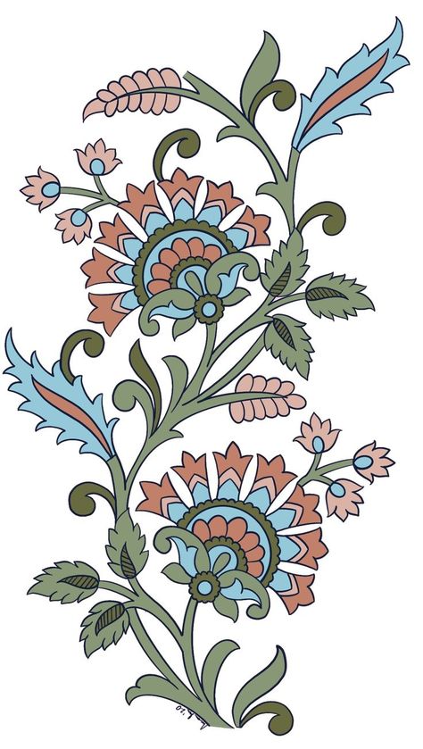 Mughal Butta Design, Mughal Paisley Motifs, Mugal Flower Png, Ali Abbas, Flower Print Pattern, Arte Folk, Digital Flower, Botanical Flower Art, Folk Art Flowers