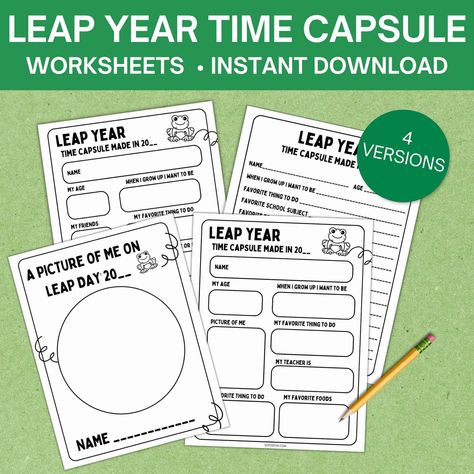 6 Fun Leap Year Activities & Traditions For 2024 - So Festive! Leap Year Time Capsule, Celebrate February, Simple Gift Ideas, Popular Christmas Songs, Job Chart, Leap Day, Christmas Poems, Leap Year, Song Book