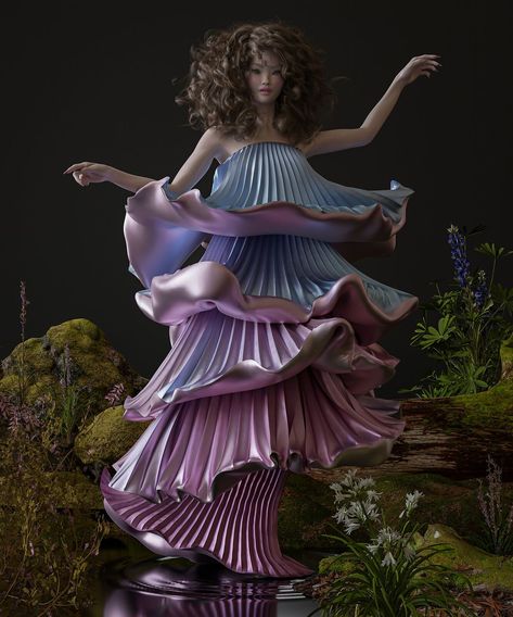 Lorena Bello is having fun with fungi in this bio-inspired design 🍄 Fungi Inspired Dresses, Mushroom Fashion Design, Mushroom Inspired Outfits, Mushroom Inspired Fashion, Elemental Outfits, Mushroom Fashion, Oyster Mushroom, Fashion Design Collection, Digital Fashion