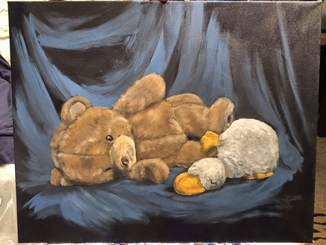 Stuffed Animal Painting, Teddy Bear Painting, Childhood Teddy, Teddy Bear Drawing, Teddy Bear Hug, Creative Practice, Art Folio, Childhood Art, Classy Art