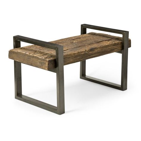 Plow and Hearth Reclaimed Wood And Iron Outdoor Bench is crafted from shorea wood railroad ties, some 100 years old or more. This dense, durable wood is proven to stand the test of time in the outdoors. Each exclusive, eco-friendly bench is unique, with characteristic natural distressing marks. The simple iron frame is powder coated in a rustic bronze finish. Perfect for patio or out in the yard. Metal Garden Benches, Outdoor Garden Bench, Wooden Garden Benches, Iron Bench, Picnic Bench, Wooden Pergola, Woodworking Bench, Diy Chair, Wooden Bench