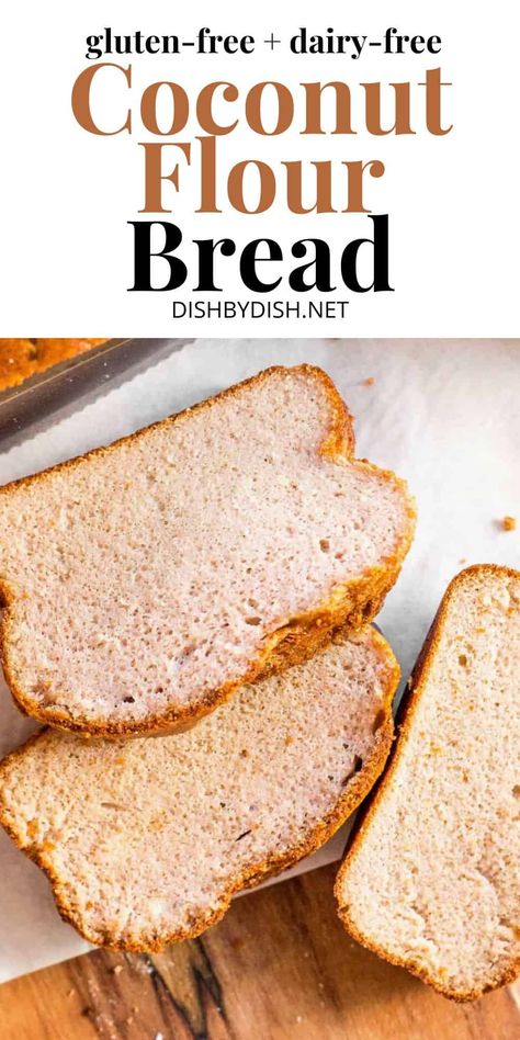 This super easy coconut flour bread requires just 7 ingredients and can be made from scratch in under an hour! No yeast required, this quick bread is low-carb, Paleo-friendly, gluten-free, and dairy-free. Slightly sweetened with honey, this bread tastes delicious on its own, or toasted and spread with jam. | gluten free bread | low carb bread | bread recipes gluten free | paleo bread | coconut flour recipes #glutenfreebread #paleobread #glutenfreedairyfree Bread Recipes Gluten Free, Egg And Bread Recipes, Coconut Flour Bread Recipes, Gluten Free Quick Bread, Coconut Bread Recipe, Paleo Bread Recipe, Dairy Free Bread, Honey Oat Bread, Coconut Flour Bread