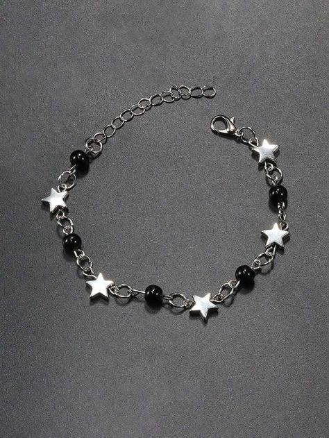 Black Star Bracelet, Star Bracelet Aesthetic, Shein Jewelry Aesthetic, Star Accessories Aesthetic, Shein Bracelet, Afro Jewelry, Stars Bracelet, Star Charm Bracelet, Pretty Jewelry Necklaces