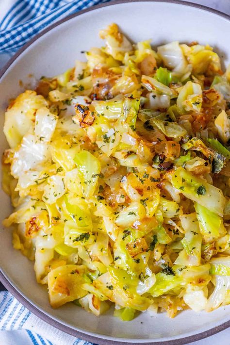 Easy Caramelized Cabbage - Delicious, buttery caramelized cabbage and onions are a salty, simple, and totally crave-worthy side dish! #caramelizedcabbageonions #sidedishes Caramelized Cabbage Recipe, Cabbage And Onions Sauteed, Onion Recipes Healthy, Carmalized Cabbage, Cabbage With Bacon Onion And Garlic, Cabbage And Apples Sauteed, Caramelized Cabbage, Fried Cabbage With Bacon Onion And Garlic, Cabbage And Onions