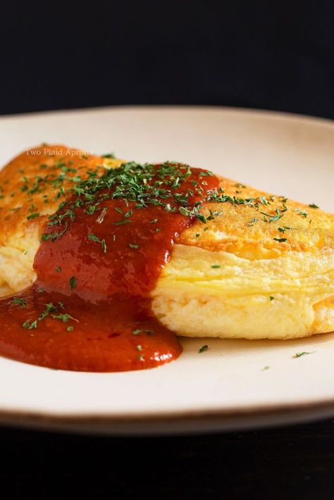 Soufflé Omelette with Special Tomato Sauce (A Food Wars Recipe) - Two Plaid Aprons Souffle Recipe, Souffle Recipes, Food Wars, Breakfast Time, Egg Recipes, Sauce Recipes, Tomato Sauce, Food Hacks, Asian Recipes