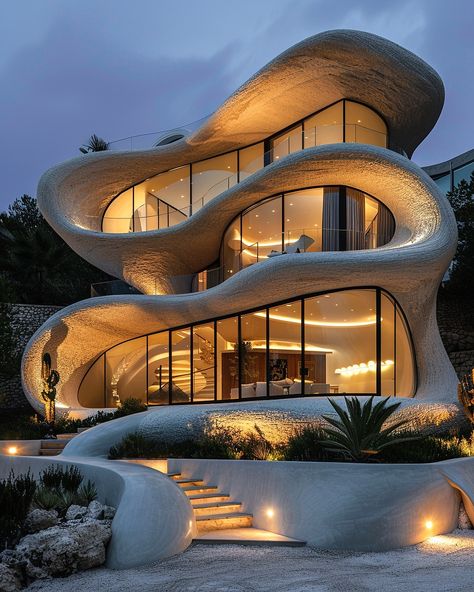 Verdant Haven by Maedeh Hemati @mah_design_architecture 🔗 https://www.amazingarchitecture.com/visualization/verdant-haven-by-maedeh-hemati Embracing Nature’s Curves: A Modern Villa of Organic Beauty Maedeh Hemati: Step into a world where architecture blends seamlessly with the natural landscape, where every curve and contour is a tribute to the beauty of organic forms. Our modern villa is a sanctuary of serenity, designed to harmonize with the surrounding environment while offering luxuri... Modern Villa, Organic Forms, Natural Landscape, Organic Beauty, Amazing Architecture, The Natural, A World, The Beauty, Villa