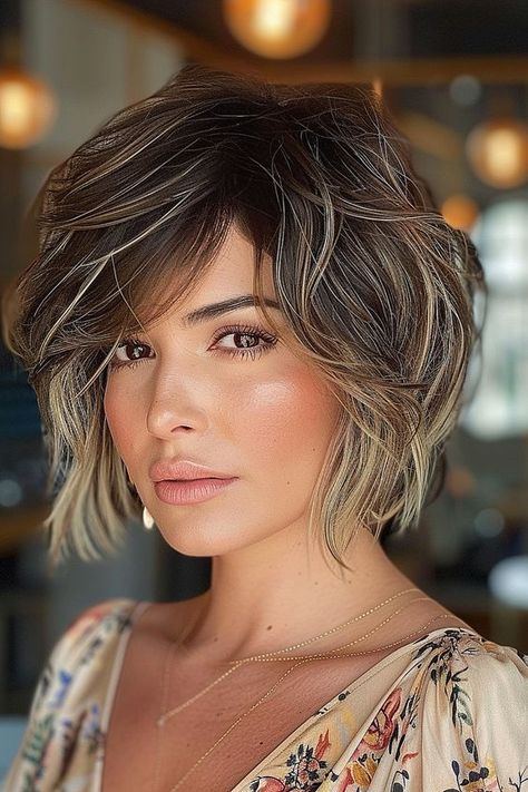 Best Haircuts for Thick Hair in 2024 Best Styles For Thick Hair, Bobs For Thick Wavy Hair, Rocker Chic Hair, Best Haircuts For Thick Hair, Haircuts For Thick Hair, Wavy Bob Haircuts, Best Haircuts, Wavy Bob, Messy Short Hair