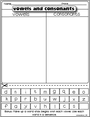 Vowels And Consonants Worksheets, Consonants Worksheets, Vowels And Consonants, Vowel Worksheets, Phonics Kindergarten, First Grade Reading, Teaching Literacy, Reading Intervention, Word Study