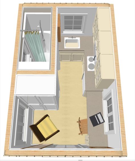 alan-reid-tiny-house-design-005 Tiny House Murphy Bed Ideas, 8x12 Tiny House, Tiny Homes Interior, Tiny Home Designs, Tiny Home Plans, Mini Homes, Tiny Studio Apartments, Tiny House Village, Workshop Plans