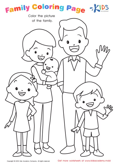 Family Coloring Page: Free Printable Worksheet for Children My Family Activity Preschool, Family Ideas For Preschool, Family Activities For Preschoolers, Family Coloring Pages Free Printable, My Family Worksheets For Kids Preschool, Family Worksheet For Kindergarten, My Family Worksheet Preschool, Family Members Worksheet For Kids, Family Worksheet Preschool