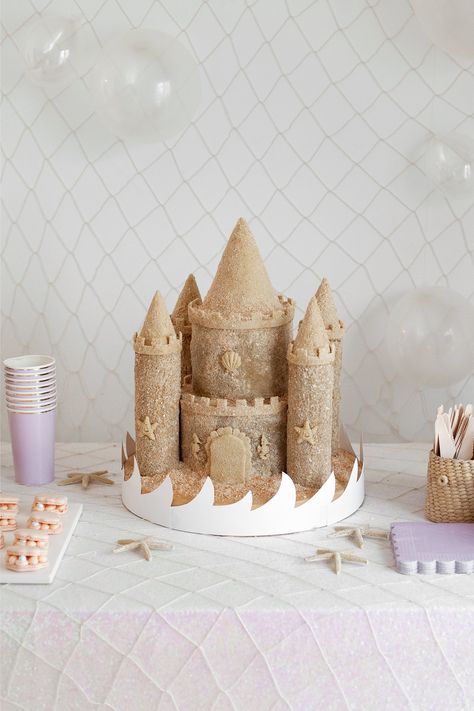 Sandcastle Cake, Sand Castle Cakes, Showstopper Cakes, Underwater Party, Mermaid Theme Birthday Party, Marshmallow Fondant, Castle Cake, Mermaid Theme Birthday, Lorelai Gilmore