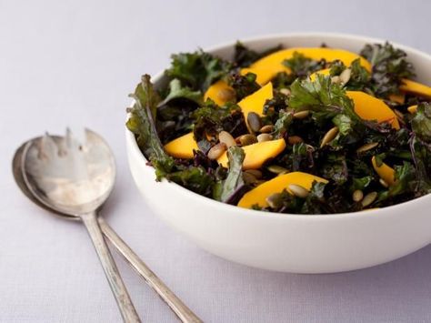 Get Massaged Kale Salad Recipe from Food Network Tastee Recipe, Massaged Kale Salad, Massaged Kale, Kale Salad Recipes, Feel Powerful, Healthy Style, Kale Recipes, Mango Salad, Cooking Channel