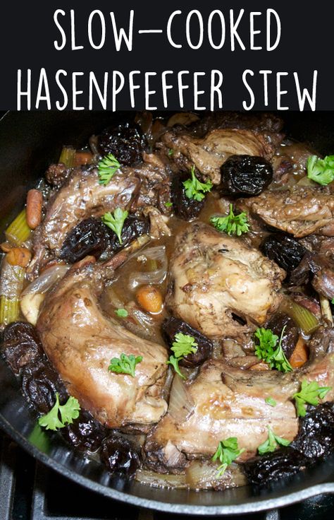 What's For Dinner: Slow-cooked Hasenpfeffer Stew Crockpot Rabbit Recipe, Hasenpfeffer Recipe, Easy Rabbit Recipe, Roasted Rabbit, Rabbit Recipe, Rabbit Recipes, Rabbit Meat, Homestead Recipes, Rabbit Stew