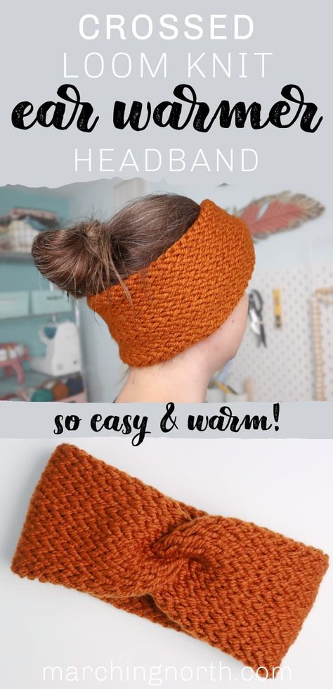 Round Loom Knitting Headband, Simple Loom Knitting Projects, Loom Knit Baby Hat With Ears, Loom Sweater Pattern Free, Crochet With Loom, Looming Headbands Ear Warmers, How To Use A Circle Loom, Loom Knit Headband Easy, Knitting Ring Round Loom