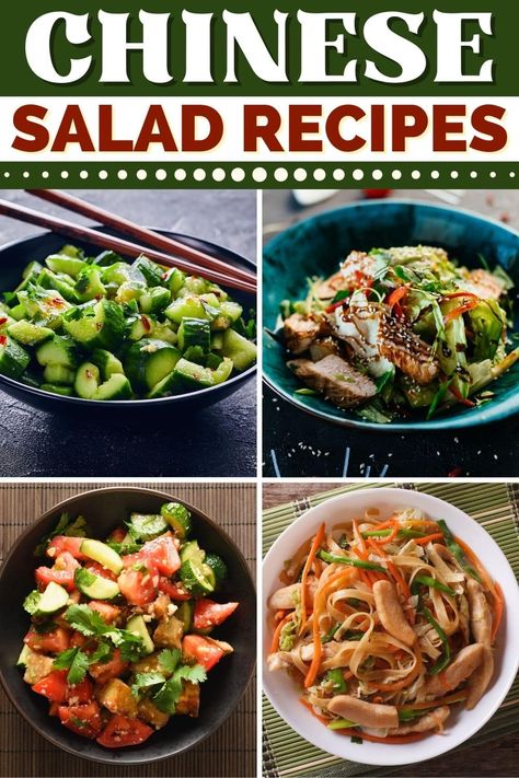 You can't go wrong with these Chinese salad recipes when you want something light! From chickpea to cucumber to noodle, these traditional salad creations are sure to delight. Chinese Noodle Salad, Chinese Salads, Asian Salad Ideas, Asian Salad Recipes, Chinese Salad Recipes, Cold Rice Salad Recipes, Chinese Salad, Asian Salad Recipe, Yummy Noodles