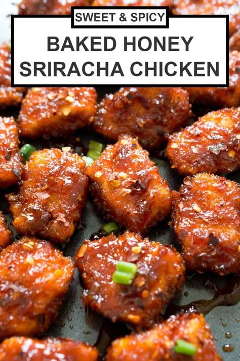 Baked Honey Sriracha Chicken, Honey Sriracha Chicken, Sriracha Chicken, Easy Healthy Meal Prep, Sriracha Sauce, Quick Healthy Meals, Health Dinner Recipes, Healthy Food Choices, Good Healthy Recipes