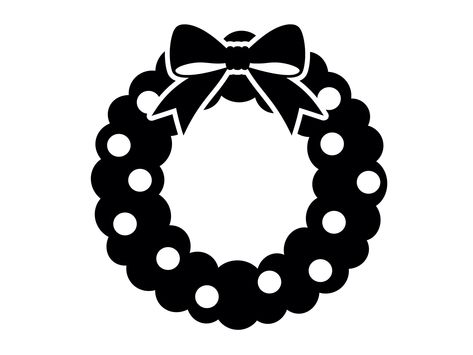 Christmas Wreath Clipart Black And White, Christmas Wreath Monogram Svg Free, Wreath Silhouette, Christmas Wreath Svg, Art Cut, Wreath Svg, Pine Wreath, Silhouette Clip Art, Silhouette Cricut