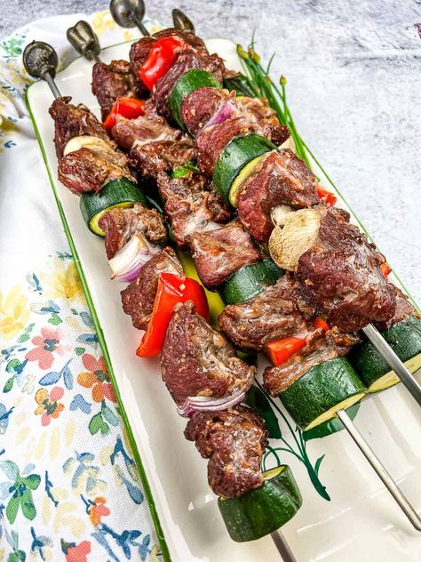 Pit Boss Pellet Grill Recipes, Beef Shish Kabob, Food On A Stick, Pellet Smoker Recipes, Veggie Kabobs, Grilling Kabobs, Steak Kabobs, Beef Kabobs, Shish Kabobs