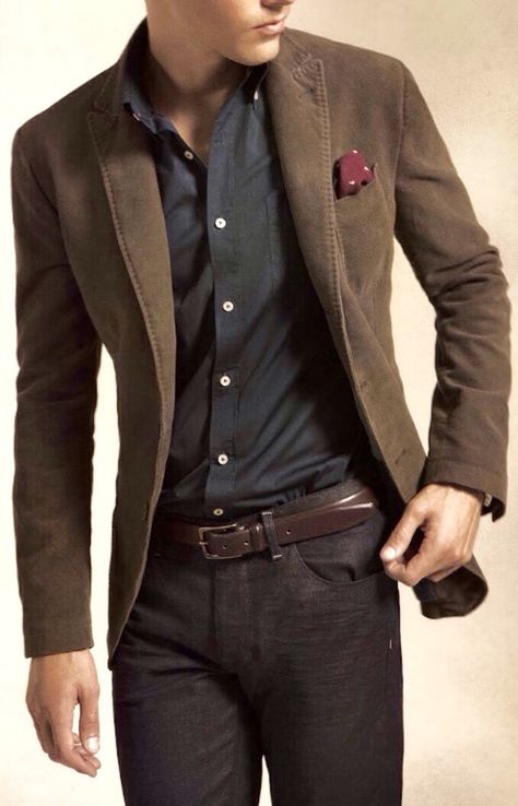 Brown Blazer Men, How To Wear Blazer, Brogues Shoes, How To Wear Blazers, Fashion 30s, Blazer Outfits Men, Blazer Men, Mens Fashion Blazer, Mens Fashion Edgy