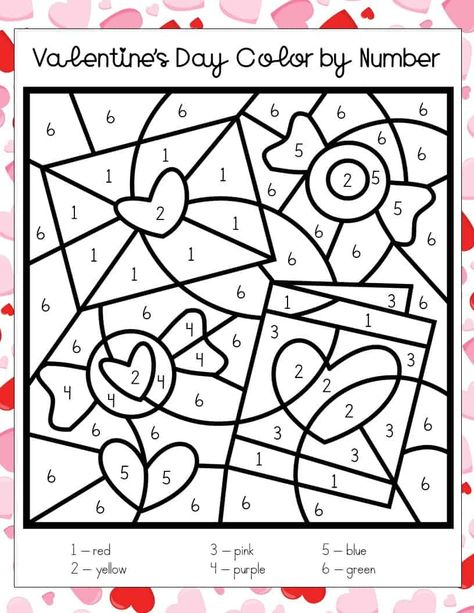 Valentines Color By Number Preschool, Hidden Pictures Valentines Day, Valentine’s Day Color By Number, Valentine’s Day Printable Activities, Valentines Crafts Printable, Valentines Day For Kindergarten, Free Valentines Day Printables Preschool Coloring Sheets, Valentine Color By Number Free, Color By Number Valentines Day