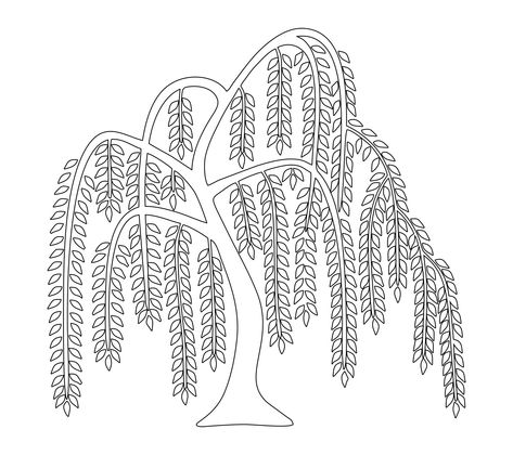 Tree Embroidery Pattern Free Printable, Willow Tree Craft, Willow Tree Embroidery Pattern, Embroidered Willow Tree, Willow Tree Embroidery, Willow Embroidery, Embroidery Pattern Templates, Embroidery Stencils Free Printable, Embroidery Tree Pattern